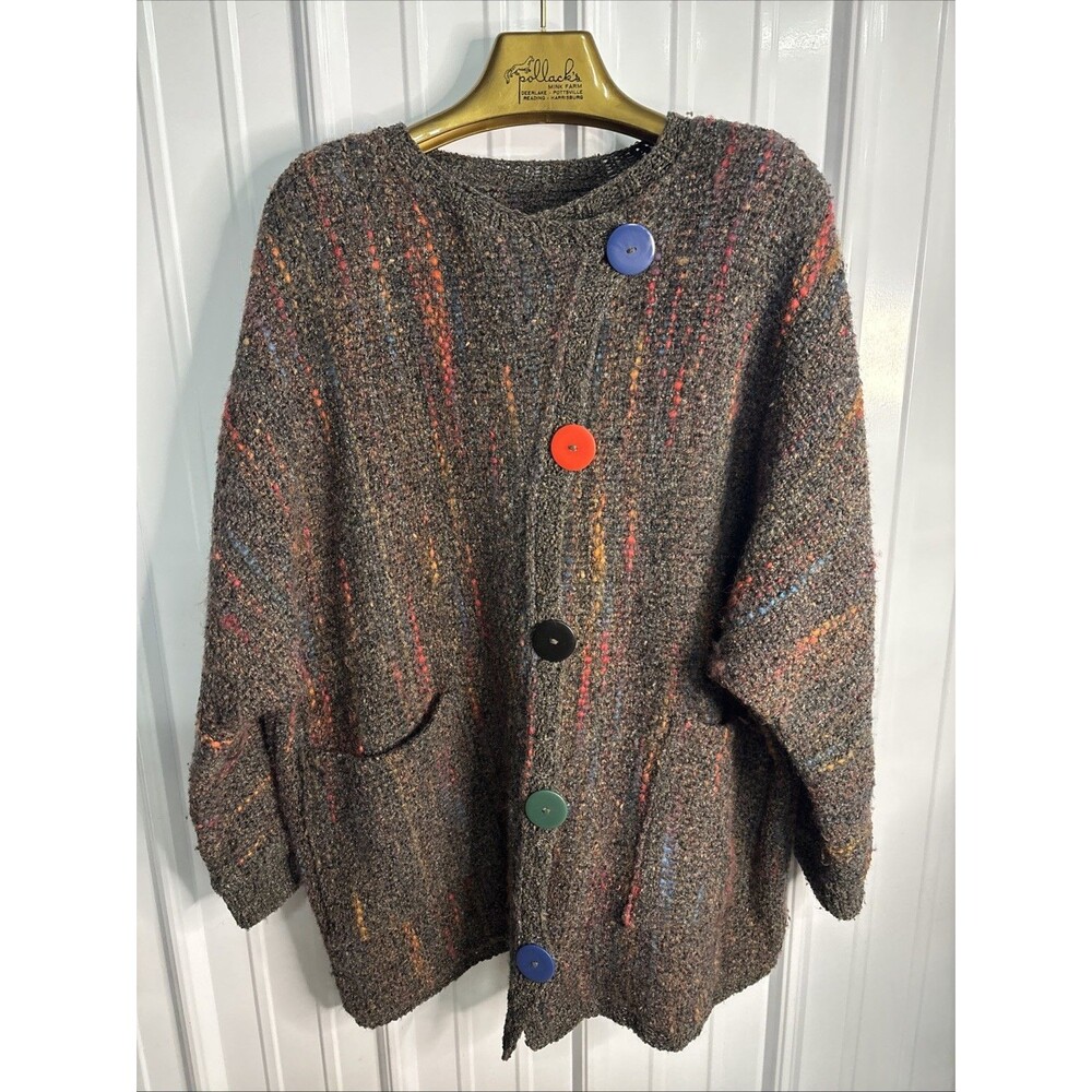 Vintage Brown Multicolor Fleck Button-Front Cardigan